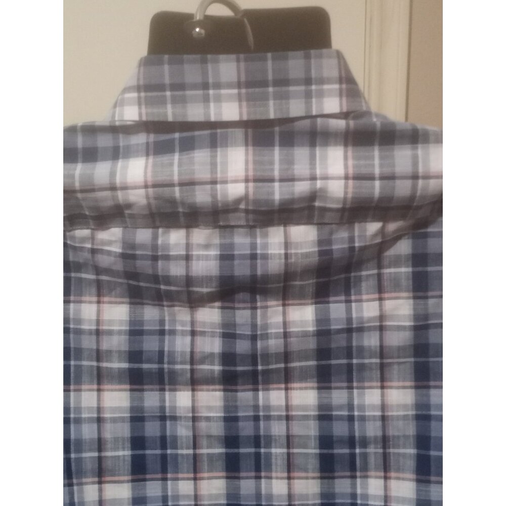 UNTUCKit Terrantez WF Mens M Slim Fit Blue White Plaid Long Sleeve Button Shirt - Picture 7 of 11
